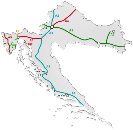 chorvatsko dálnice mapa Přehled poplatků na placených úsecích chorvatských komunikací  chorvatsko dálnice mapa